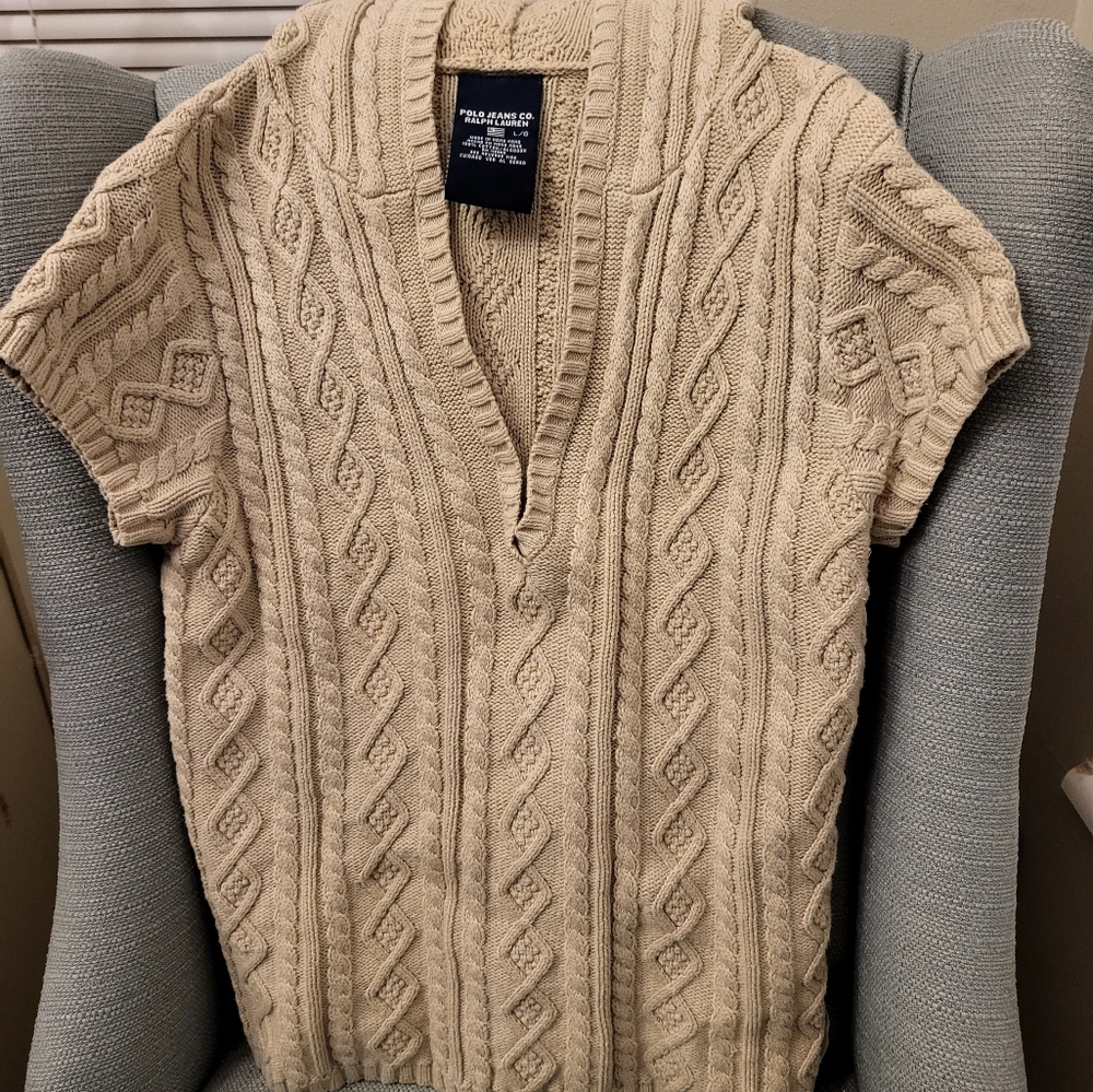 Polo cotton Cable knit pullover